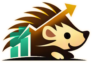 A hedgehog climbing a rising green chart